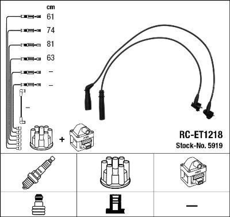 NGK 5919 Zündleitungssatz RC-ET1218 |Zündkabel