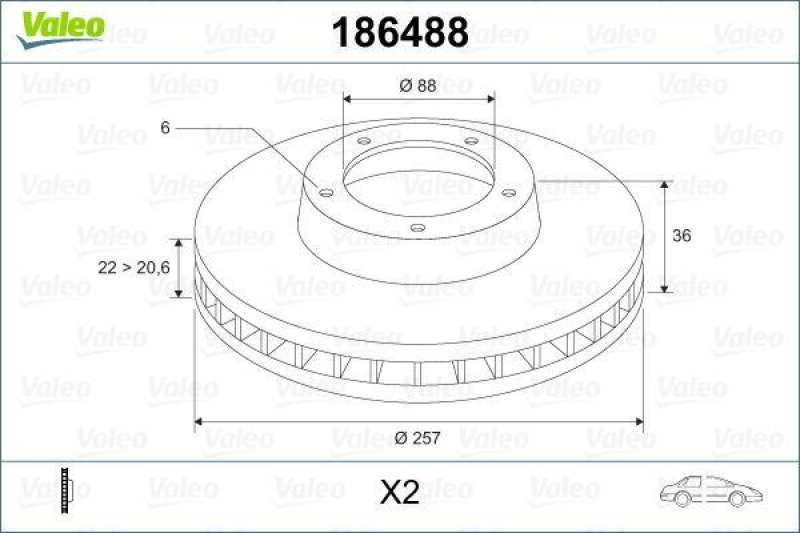 VALEO 186488 Bremsscheibe