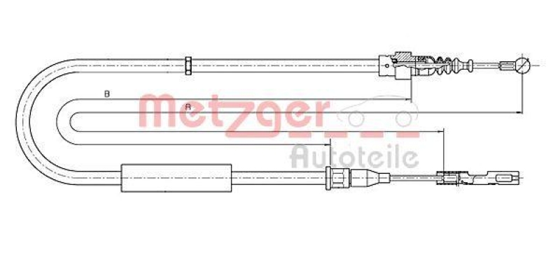 METZGER 10.7512 Seilzug, Feststellbremse für AUDI hinten links/rechts