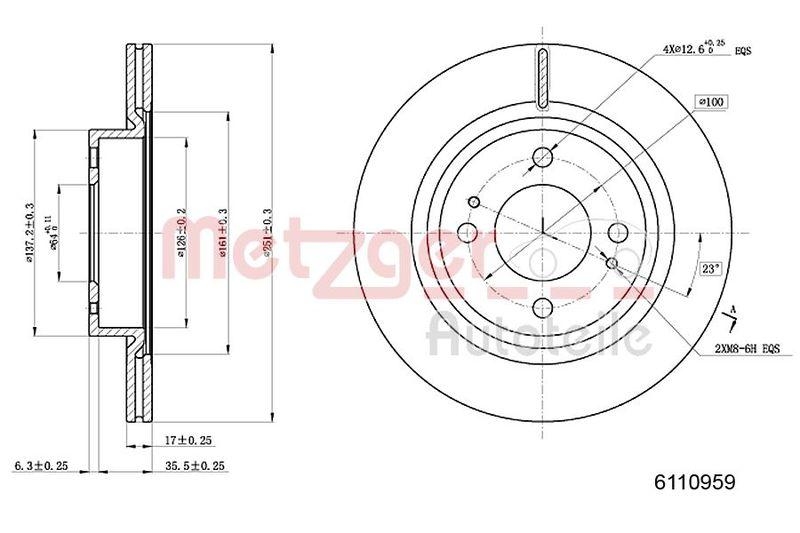 METZGER 6110959 Bremsscheibe Lack/Ks für MITSUBISHI VA links/rechts