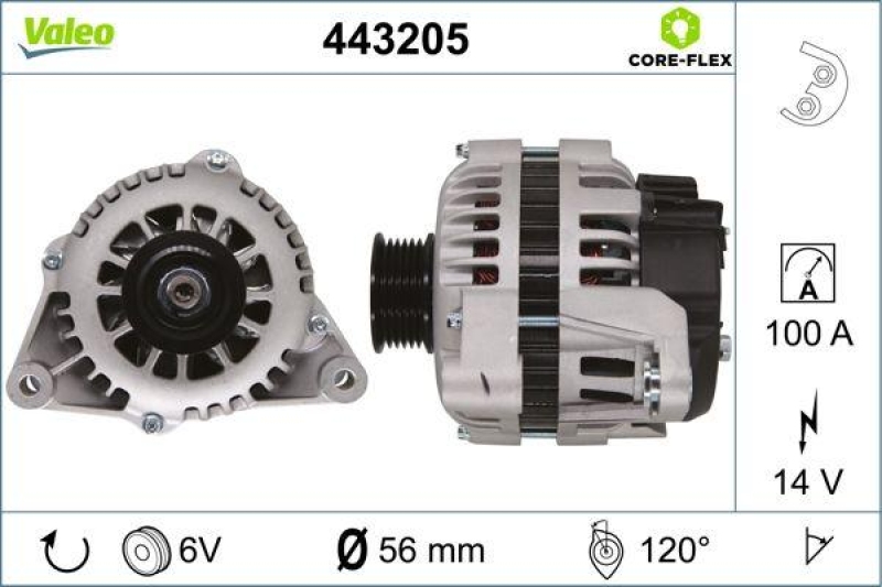 VALEO 443205 Generator - CORE-FLEX - Calibra, Om