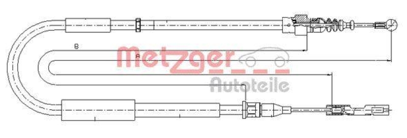 METZGER 10.7514 Seilzug, Feststellbremse für AUDI hinten links