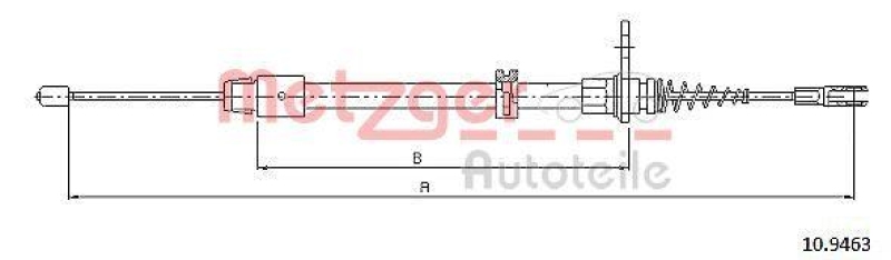 METZGER 10.9463 Seilzug, Feststellbremse für MB hinten links/rechts