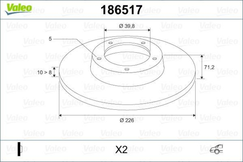 VALEO 186517 Bremsscheibe