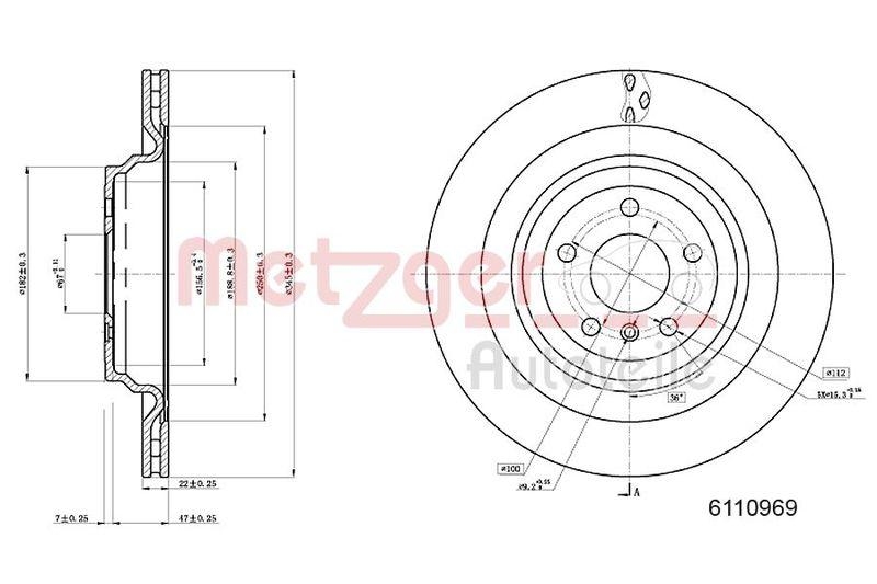 METZGER 6110969 Bremsscheibe Lack/Ks/Hc für MB HA links/rechts