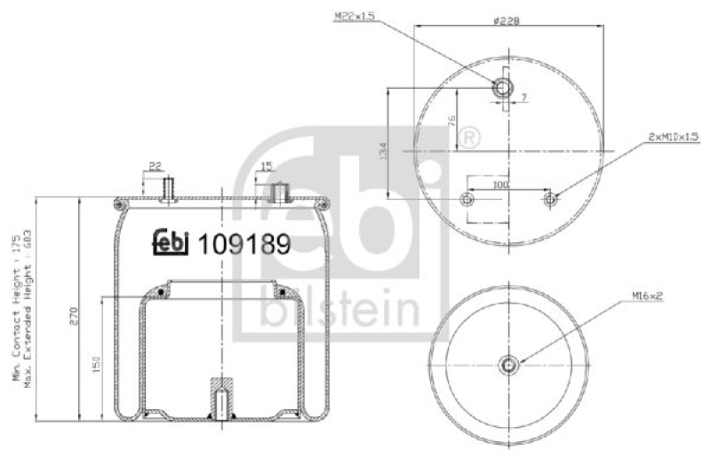 FEBI BILSTEIN 109189 Luftfederbalg mit Stahlkolben für DAF