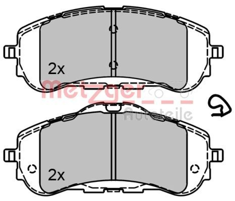 METZGER 1170795 Bremsbelagsatz, Scheibenbremse WVA 25 583/584