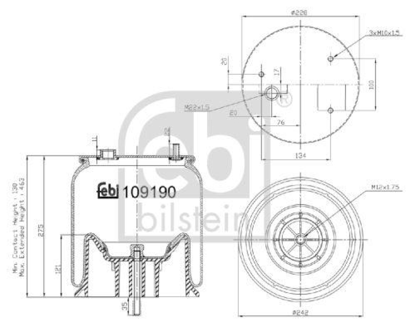 FEBI BILSTEIN 109190 Luftfederbalg für Liftachse für DAF