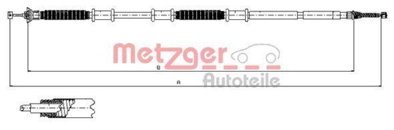 METZGER 12.0736 Seilzug, Feststellbremse für FIAT hinten rechts