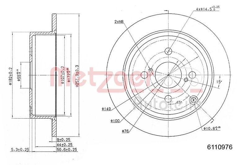 METZGER 6110976 Bremsscheibe Lack/Ks/Hc für TOYOTA HA links/rechts