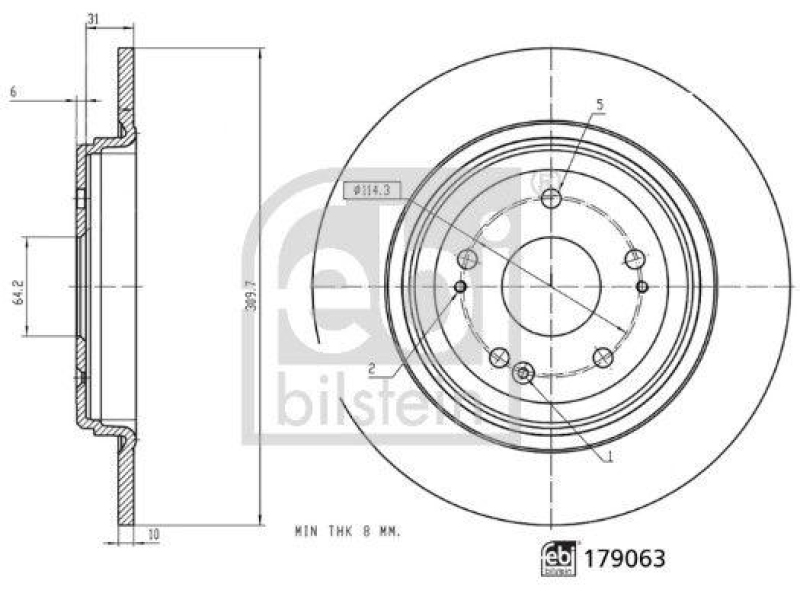 FEBI BILSTEIN 179063 Bremsscheibe für HONDA