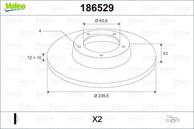 VALEO 186529 Bremsscheibe