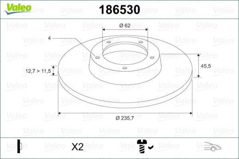 VALEO 186530 Bremsscheibe