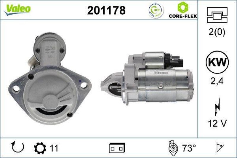 VALEO 201178 Starter - CORE-FLEX - VOLKSWAGEN Cra