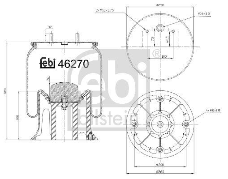 FEBI BILSTEIN 46270 Luftfederbalg mit Kunststoffkolben für RENAULT (RVI)