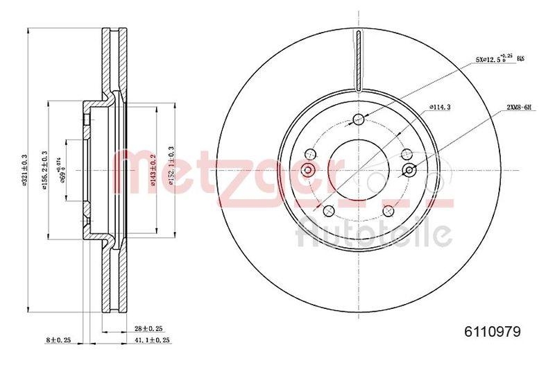 METZGER 6110979 Bremsscheibe Lack/Ks/Hc für HYUNDAI VA links/rechts