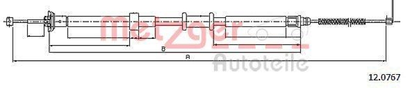 METZGER 12.0767 Seilzug, Feststellbremse für FIAT hinten links