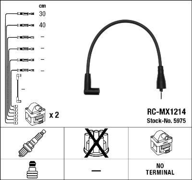 NGK 5975 Zündleitungssatz RC-MX1214 |Zündkabel