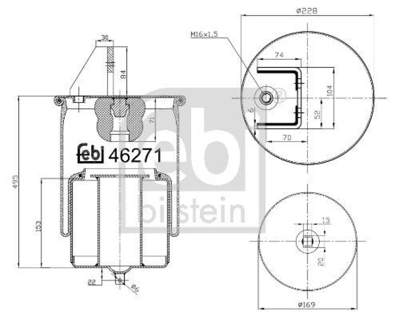 FEBI BILSTEIN 46271 Luftfederbalg mit Stahlkolben für Volvo