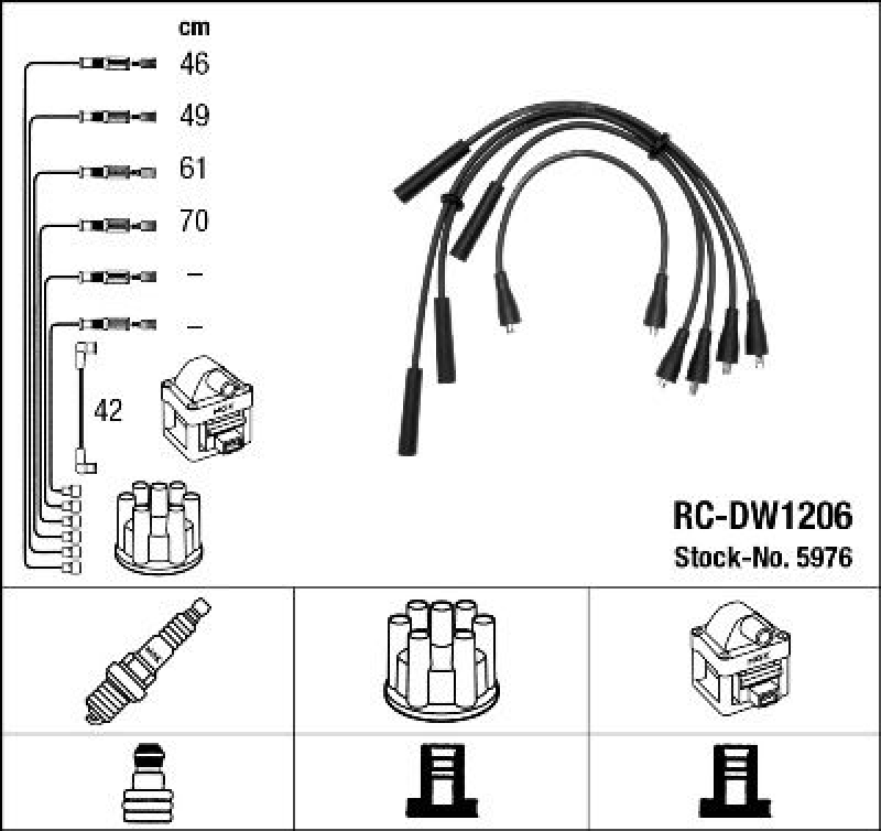 NGK 5976 Zündleitungssatz RC-DW1206 |Zündkabel