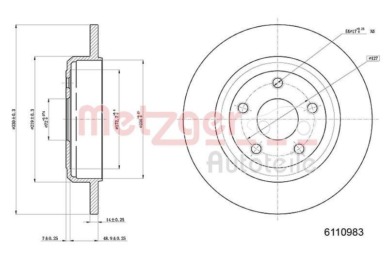 METZGER 6110983 Bremsscheibe Lack/Ks für DODGE/JEEP HA links/rechts