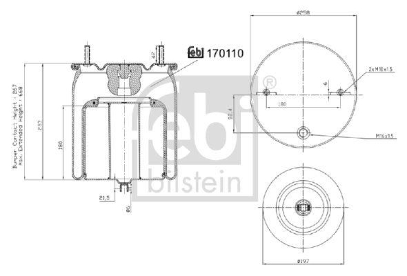 FEBI BILSTEIN 170110 Luftfederbalg mit Stahlkolben für Volvo