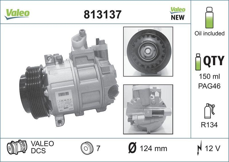 VALEO 813137 Kompressor MERCEDES Classe C, CLS, E