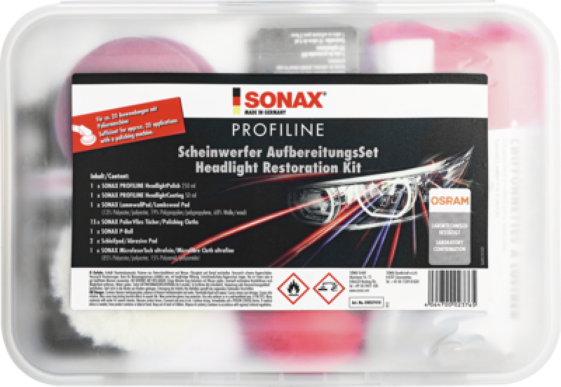 SONAX 04057410 PROFILINE Scheinwerferaufbereitungsset 300ml