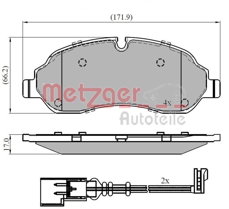 METZGER 1170814 Bremsbelagsatz, Scheibenbremse WVA 22 034