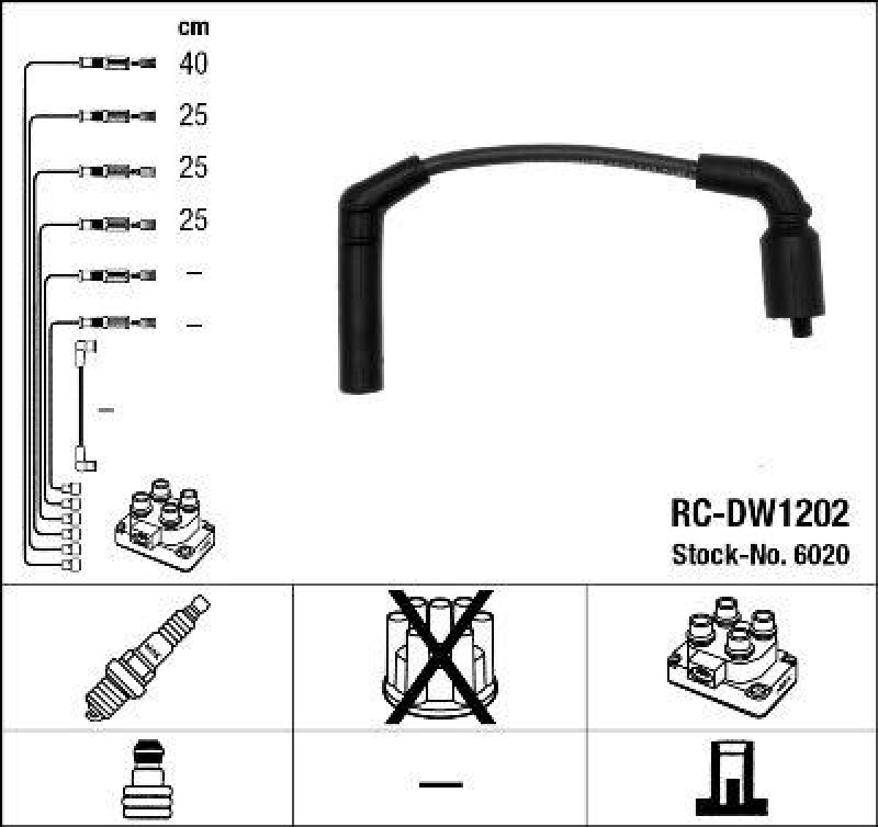 NGK 6020 Zündleitungssatz RC-DW1202 |Zündkabel