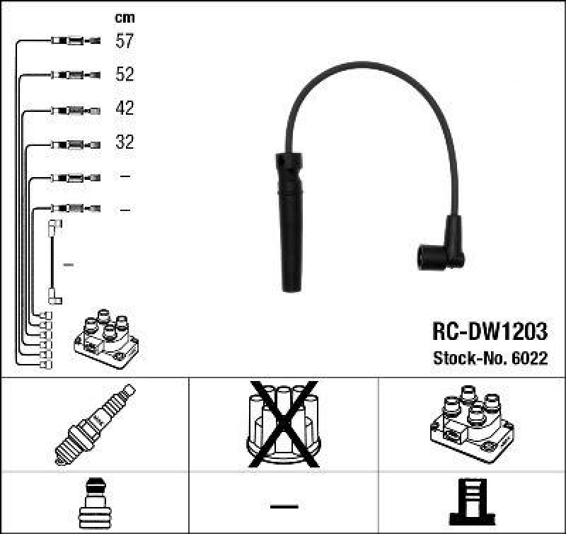 NGK 6022 Zündleitungssatz RC-DW1203 |Zündkabel