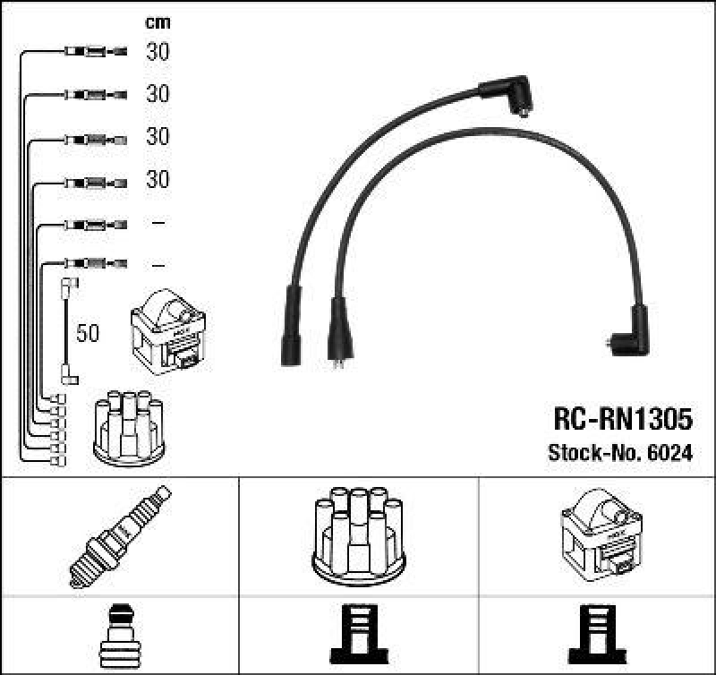 NGK 6024 Zündleitungssatz RC-RN1305 |Zündkabel