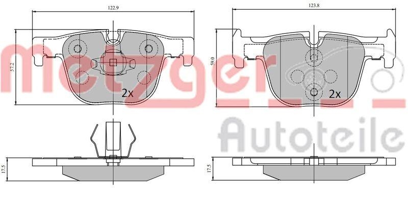 METZGER 1170816 Bremsbelagsatz, Scheibenbremse WVA 25 514