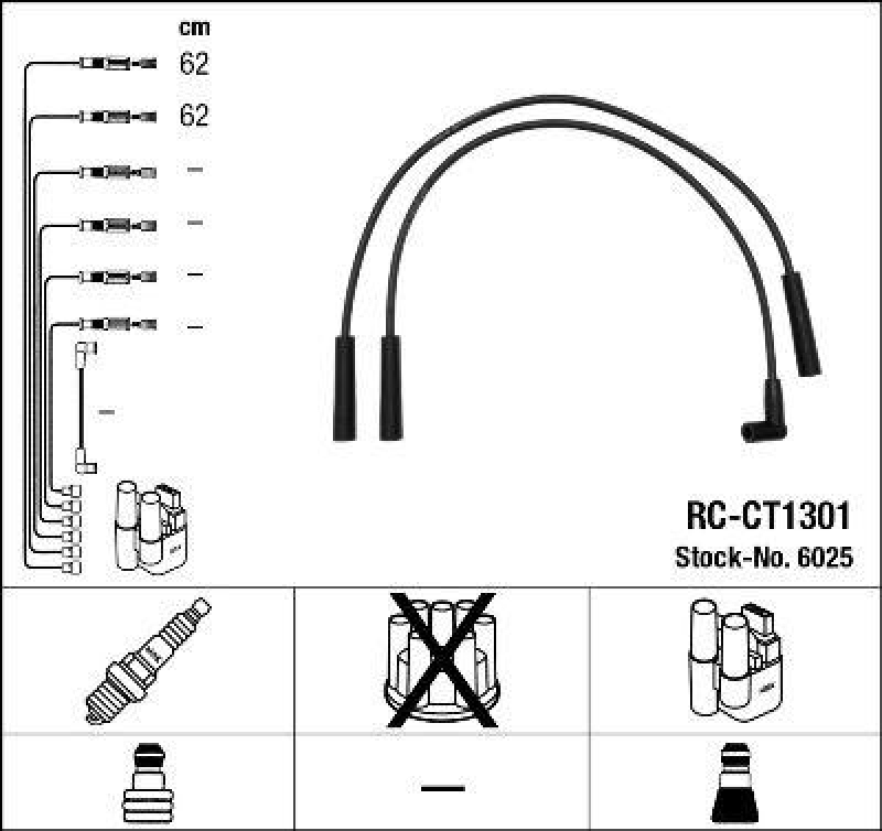 NGK 6025 Zündleitungssatz RC-CT1301 |Zündkabel