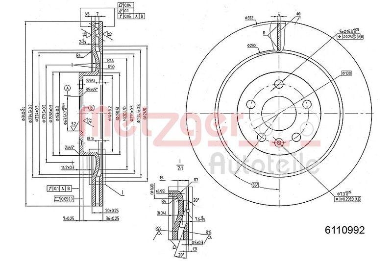 METZGER 6110992 Bremsscheibe Lack/Ks für VOLVO HA links/rechts