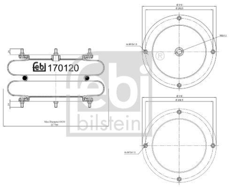 FEBI BILSTEIN 170120 Luftfederbalg für Liftachse für Sauer