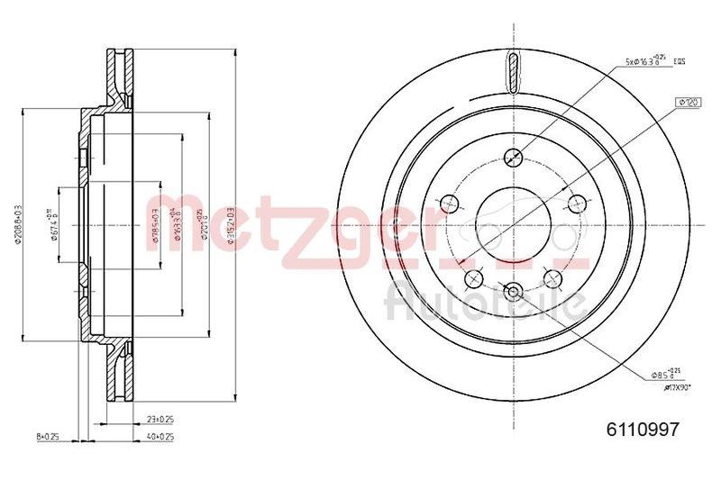 METZGER 6110997 Bremsscheibe Lack/Ks für TESLA HA links/rechts