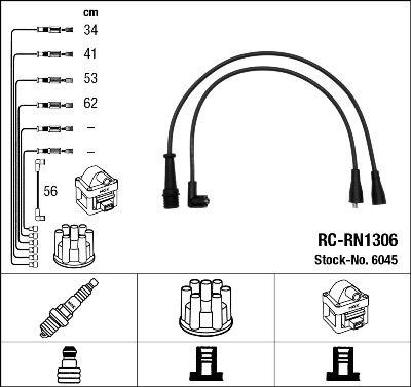 NGK 6045 Zündleitungssatz RC-RN1306 |Zündkabel