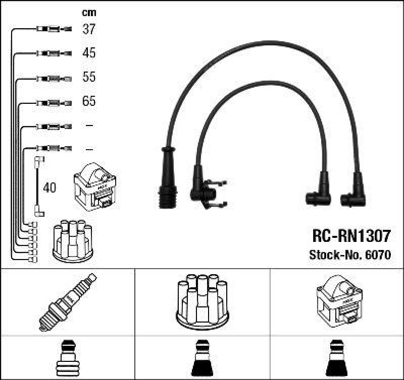 NGK 6070 Zündleitungssatz RC-RN1307 |Zündkabel