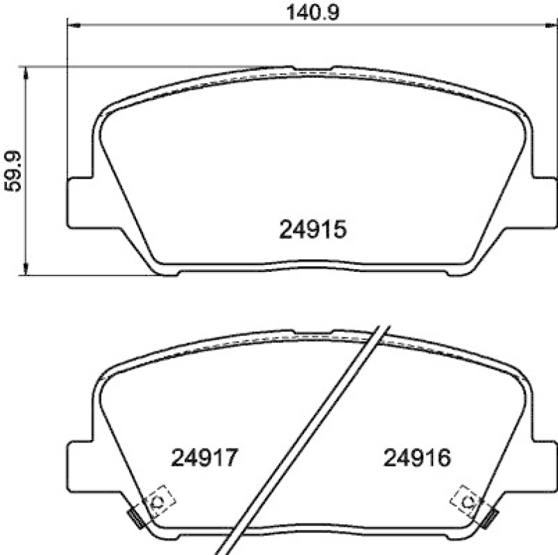 HELLA 8DB 355 020-591 Bremsbelagsatz, Scheibenbremsbelag für KIA