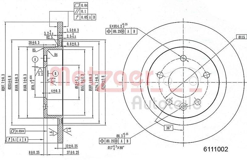 METZGER 6111002 Bremsscheibe Lack/Ks für OPEL/VAUXHALL HA links/rechts