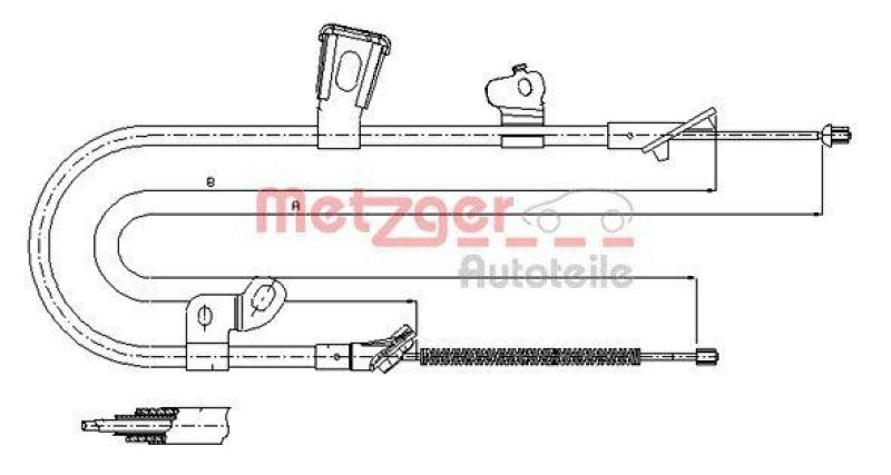 METZGER 17.1078 Seilzug, Feststellbremse für TOYOTA hinten links