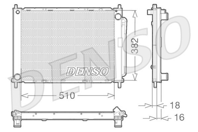 DENSO DRM23100 Kühler RENAULT CLIO III (BR0/1, CR0/1) 1.2 16V (BR02, BR0J, BR11, CR02, CR0J, CR11) (2005 - )