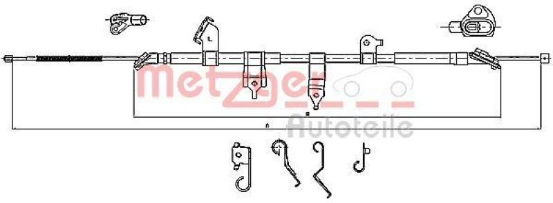METZGER 17.1566 Seilzug, Feststellbremse für TOYOTA hinten links