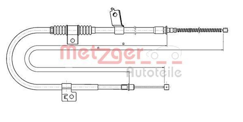 METZGER 17.2291 Seilzug, Feststellbremse für CITROEN/MITSUBISHI/PEUGEOT hinten rechts