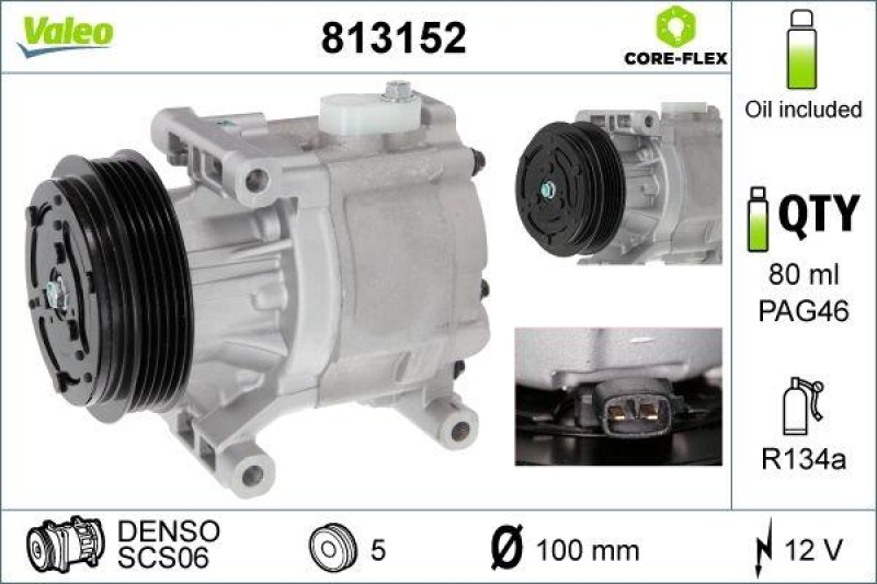 VALEO 813152 Kompressor FIAT Punto,500,Siena,Strada