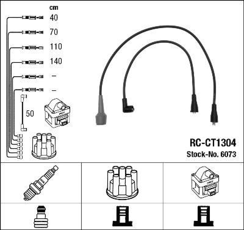 NGK 6073 Zündleitungssatz RC-CT1304 |Zündkabel