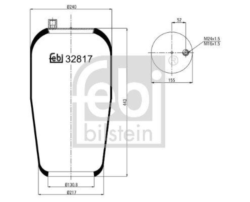 FEBI BILSTEIN 32817 Luftfederbalg ohne Kolben für Mercedes-Benz