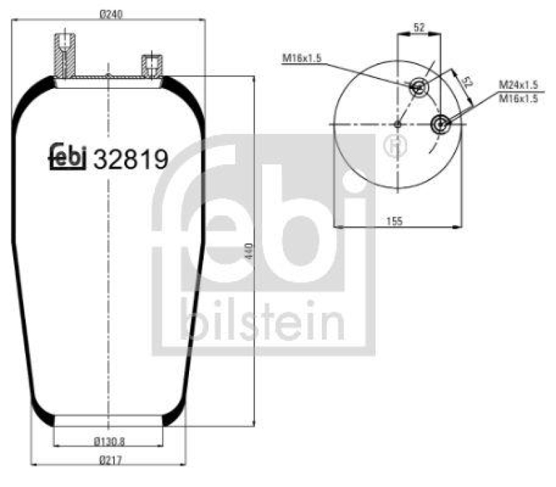 FEBI BILSTEIN 32819 Luftfederbalg ohne Kolben für Mercedes-Benz