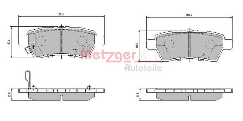 METZGER 1170825 Bremsbelagsatz, Scheibenbremse WVA 24 240/242